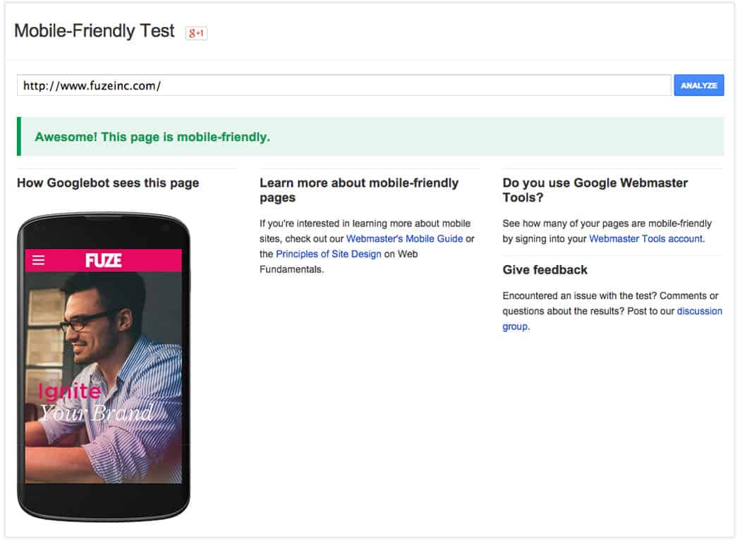 Google's Mobile-friendly test