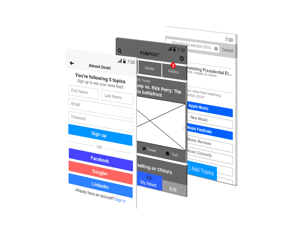 PubPost Mobile App Design