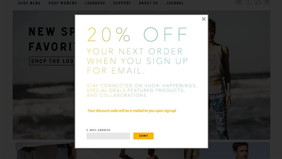 Email Newsletter Opt-in Pop Up