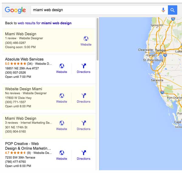 Google Local Results