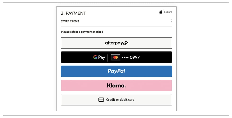 Ecommerce flexible payment options example.