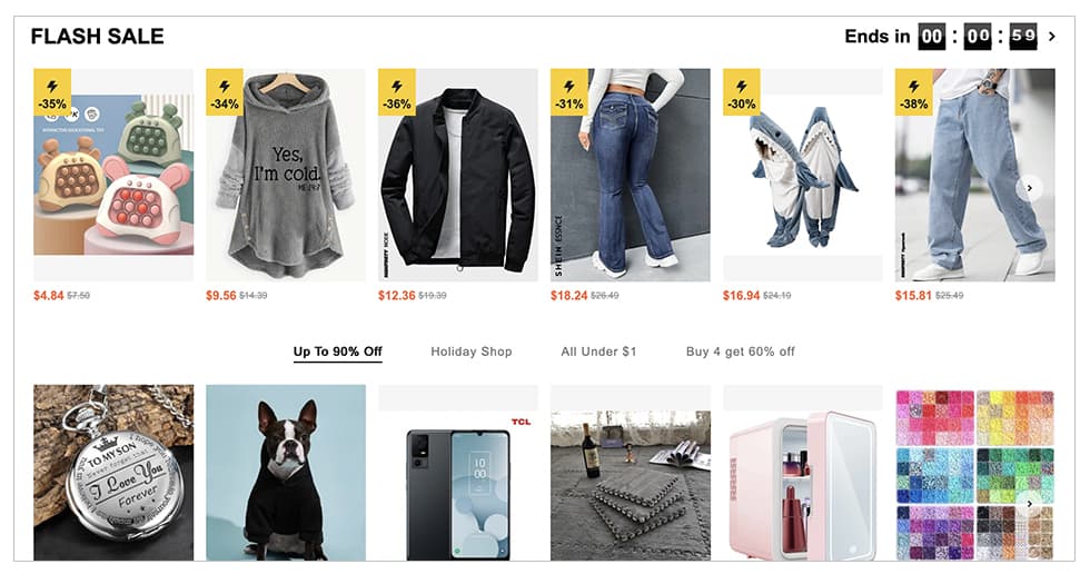 Ecommerce scarcity and urgency example from Shein